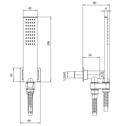 Душевой гарнитур Bossini Flat One C13001.030 настенный хром - фото 2