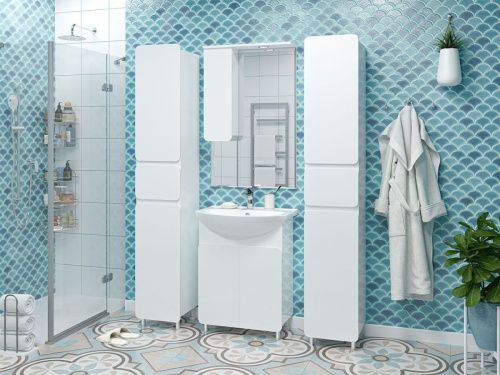 Шкаф-пенал Misty Чегет П-Чег-05035-01-1ЯП 40х200 напольный цвет белый - фото 5