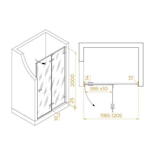 Душевая дверь RGW Stilvoll 353200412-110 120х200 стекло прозрачное профиль сатин - фото 2