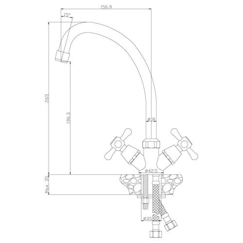 Смеситель для кухни Rossinka Y Y02-71 на мойку хром - фото 2