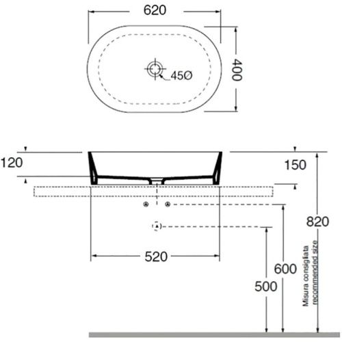 Раковина из сантехнического фаянса Azzurra Lavabi arredo ZELA06240000BI 60х40 накладная цвет белый - фото 2