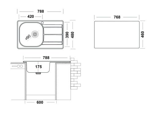 Кухонная мойка Ukinox Спектр SPM788.480 -GT6K 2L 80х50 цвет нержавеющая сталь поверхность матовая - фото 3