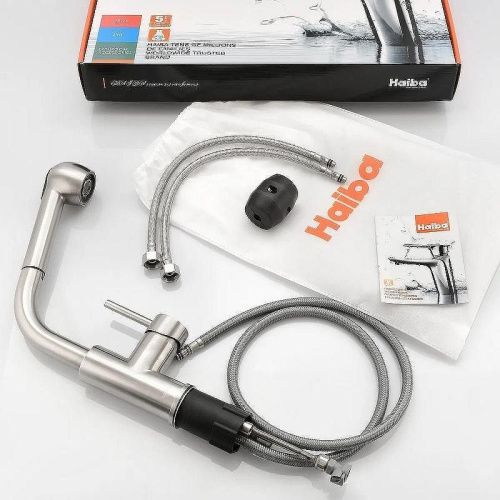 Смеситель для кухни Haiba HB70304-2 на мойку нержавеющая сталь - фото 4