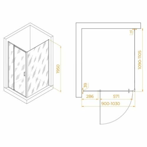 Душевой уголок RGW Passage 350807891-11 110х90 стекло прозрачное профиль хром без поддона - фото 2