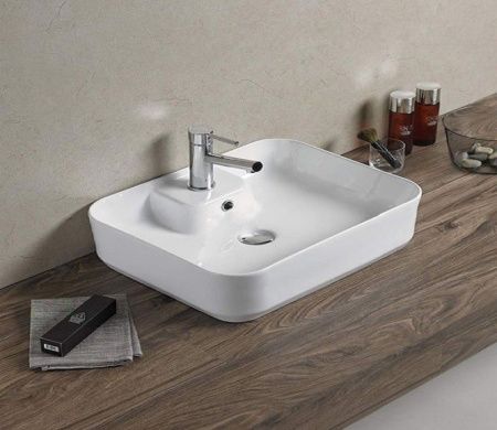 Раковина из сантехнического фаянса CeramaLux 9445 50х40 накладная цвет белый 1 отверстие под смеситель