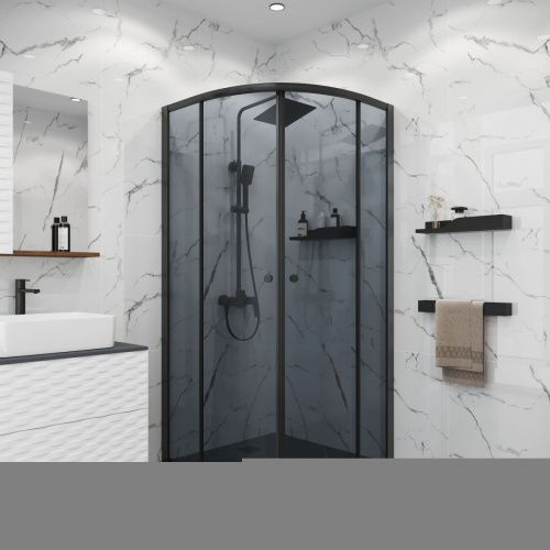Душевой уголок Niagara Eco NG-1003-14T 80х80 стекло тонированное профиль черный без поддона - фото 3