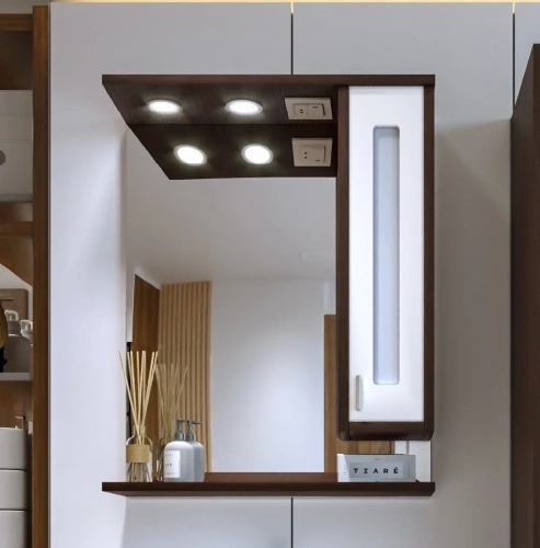 Зеркало-шкаф Бриклаер Бали 4627125411823 60х80 подвесной цвет белый/коричневый - фото 2