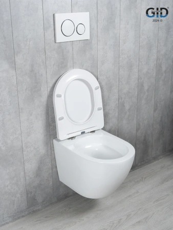 Унитаз подвесной Gid Tornado 62258Y белый с сиденьем микролифт безободковый смыв торнадо