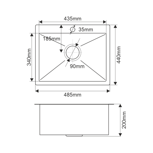 Кухонная мойка Melana ProfLine MLN-R48544H 50х45 цвет серый поверхность матовая - фото 4