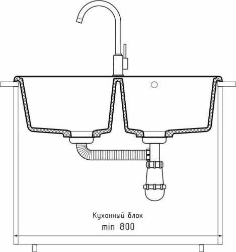 Кухонная мойка Granfest Quarz 15 серый 75х50 цвет серый поверхность матовая - фото 4
