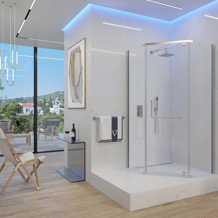 Душевой уголок Veconi Rovigo RV36-90-01-C5 90х90 стекло прозрачное профиль хром глянцевый без поддона