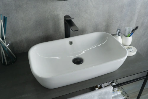 Раковина керамическая Gid Geométrico 51132 60х30 накладная цвет белый без отверстий под смеситель - фото 5