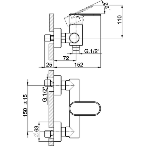 Смеситель для душа Cisal LineaViva LV00044021 Акция настенный хром - фото 2
