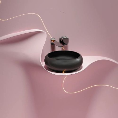 Раковина из сантехнического фарфора Ceramica Nova ELEMENT CN6050MB 40х40 накладная цвет черный без отверстий под смеситель - фото 5