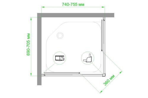 Душевой уголок Royal Bath HPD RB7075HPD-C-ST 75х70 стекло матовое профиль сатин без поддона - фото 5