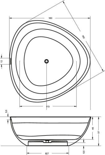 Ванна из искусственного камня Riho OVIEDO B125001105 160х160 отдельностоящая овальная - фото 2