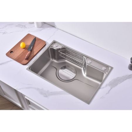 Кухонная мойка Fmark FSC7846L 80х45 цвет серый поверхность матовая