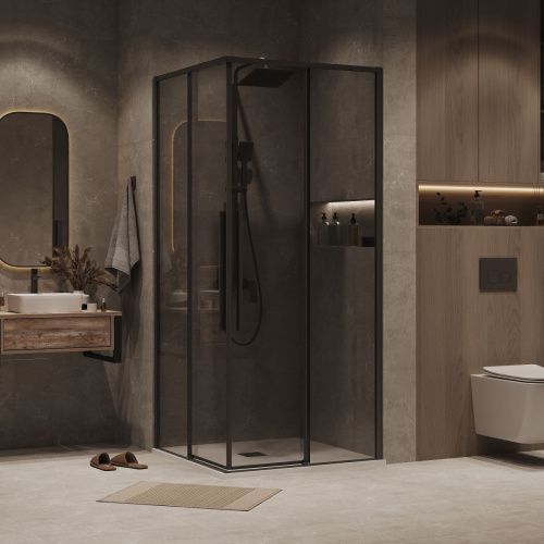 Душевая дверь Grossman Galaxy 1/2.K33.01.11.21.10 110х195 стекло тонированное профиль черный - фото 3