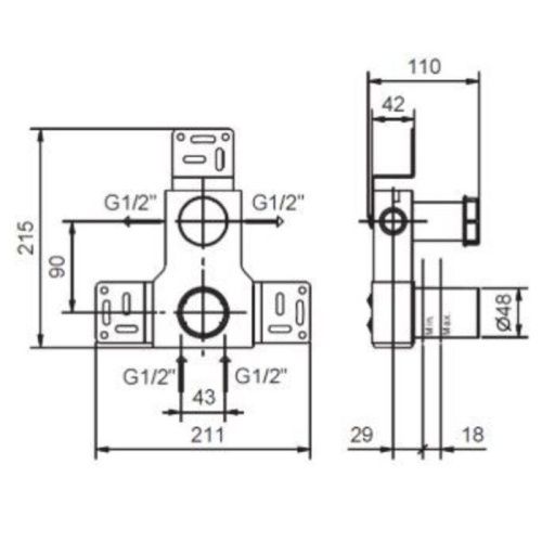 Внутренняя часть смесителя для душа, переключатель на 2 источника Fantini Fontane Bianche 44 00 M185A - фото 2