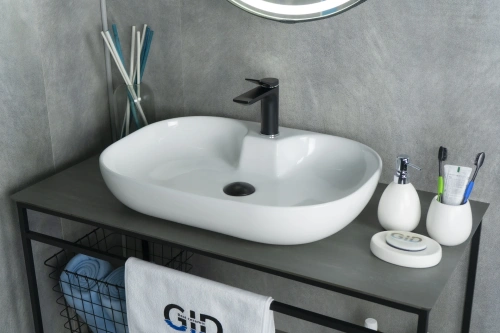 Раковина керамическая Gid Lago 51156 60х40 накладная цвет белый 1 отверстие под смеситель - фото 2