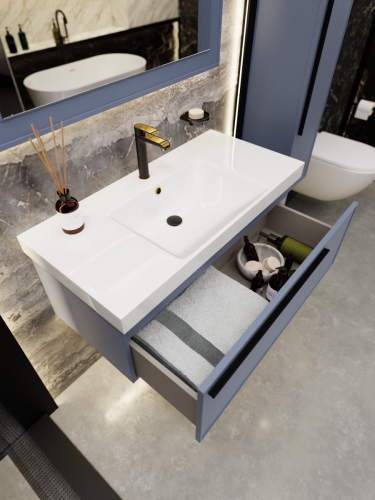 Тумба с раковиной La Fenice ELBA NFNC-01-ELB-BG-100-3-100 100х50 подвесная цвет синий - фото 5