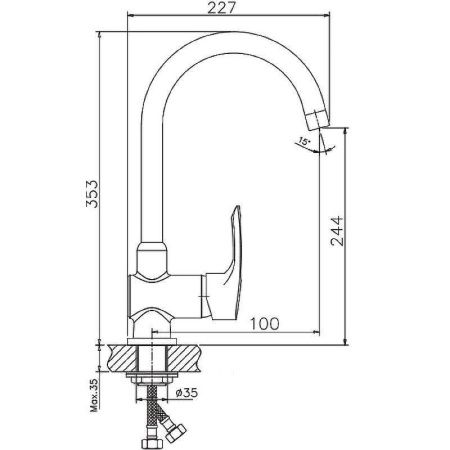 Смеситель для кухни Haiba HB66 HB4066 на мойку хром