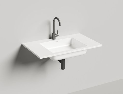 Раковина из искусственного камня S-Stone Salini ONDA 1402201M 80х50 встраиваемая цвет белый 1 отверстие под смеситель - фото 4