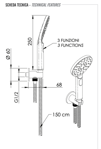 Душевой гарнитур Remer  337M318MP настенный хром - фото 2