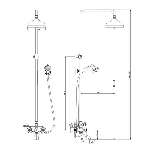Душевая стойка LeMark Vintage LM2862B настенная цвет бронза - фото 2