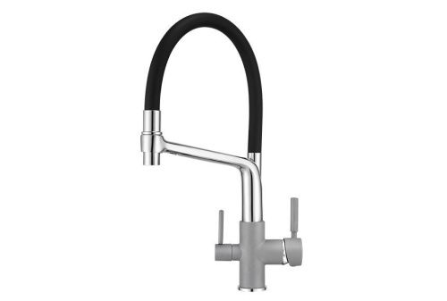 Смеситель для кухни Granula 0083, АЛЮМИНИУМ на мойку серый - фото 2