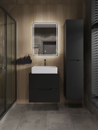 Тумба с раковиной Orange Line Li-60TubMDF+B04-500W 60х50 подвесная цвет черный - фото 5