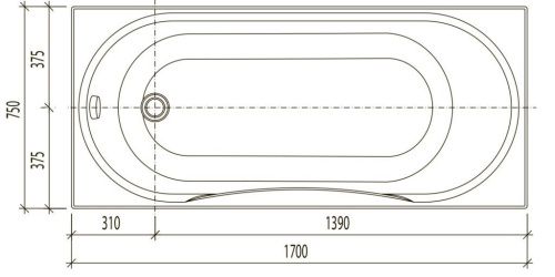 Ванна акриловая Aquanika Form A1017075026 170х75 пристенная прямоугольная - фото 5