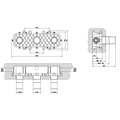 Внутренняя часть встраиваемого двухвентильного смесителя Gessi 45089#031 - фото 2
