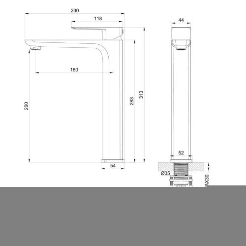 Смеситель для раковины Wonzon & Woghand Edge WW-88239003-MB на столешницу черный - фото 5