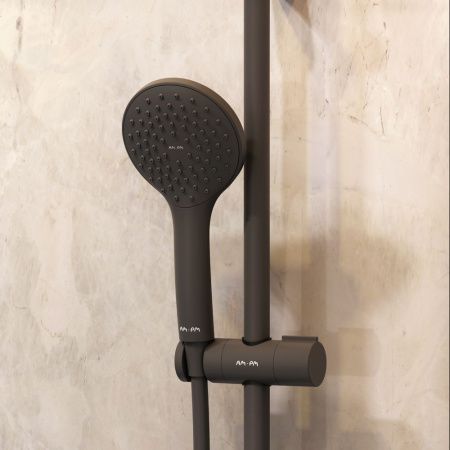 Комплект душевого уголка с душевой системой и аксессуарами Am.Pm Gem WK90EN стекло прозрачное профиль черный без поддона