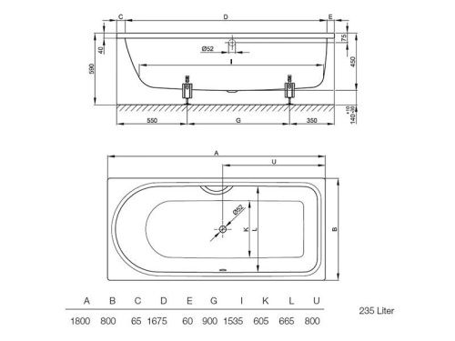 Ванна стальная Bette Ocean 8857-000 180х80 встраиваемая прямоугольная без ножек - фото 3