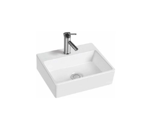 Раковина из сантехнического фаянса CeramaLux 9135 30х30 накладная цвет белый 1 отверстие под смеситель - фото 2