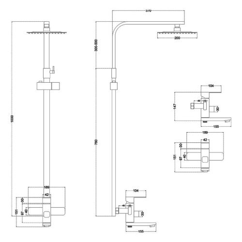 Душевая стойка Melana Stello 610307-1 настенная цвет серый - фото 3