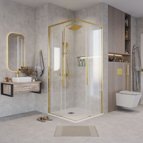 Душевая дверь Grossman Galaxy 1/2.K33.01.11.32.00 110х195 стекло прозрачное профиль золото - фото 4