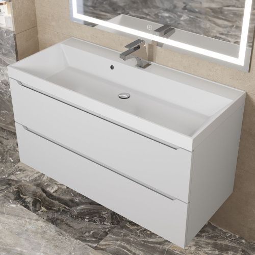 Раковина из искусственного камня Uperwood Classic 291020339 100х50 полувстраиваемая цвет белый - фото 3