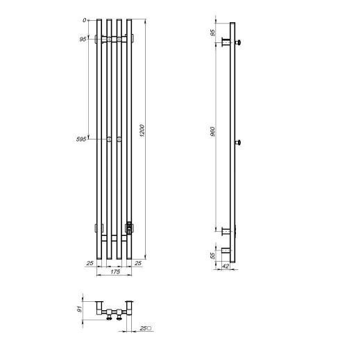 Полотенцесушитель электрический Тругор Вектор Пэк сп ПэкВекткв412015ор_стВГП 20х120 оружейная сталь - фото 2
