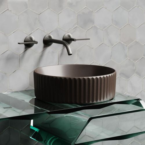 Раковина из сантехнического фарфора Ceramica Nova ELEMENT CN6057MDB 40х40 накладная цвет коричневый без отверстий под смеситель - фото 3