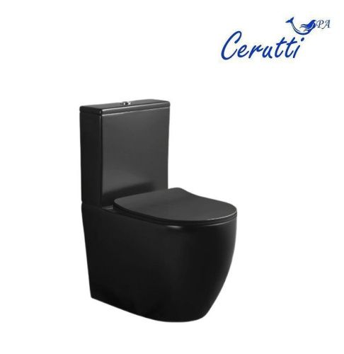 Унитаз напольный с бачком Cerutti SPA CT9866 черный с сиденьем микролифт безободковый каскадный смыв - фото 3