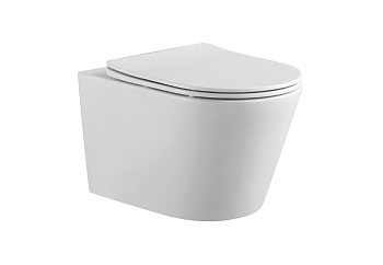 Унитаз подвесной Aquatek ВЕГА AQ1905-MW белый с сиденьем микролифт безободковый каскадный смыв