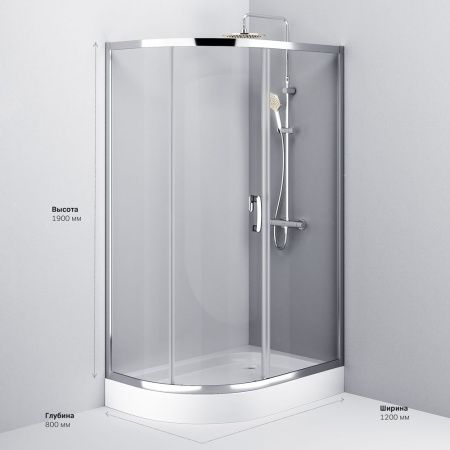Душевой уголок Am.Pm Like W83G-302U120CT 120х80 стекло прозрачное профиль хром без поддона