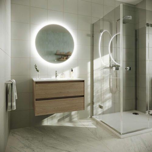 Тумба под раковину Sancos Cento CN80KE 80х50 подвесная цвет коричневый - фото 3