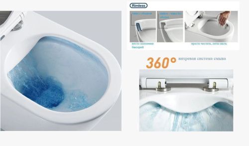 Унитаз подвесной Cerutti SPA CT10362 белый с сиденьем микролифт безободковый каскадный смыв - фото 5