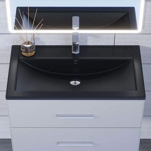 Раковина из искусственного камня Uperwood Foster Quartz 291030038 80х50 полувстраиваемая цвет черный - фото 3