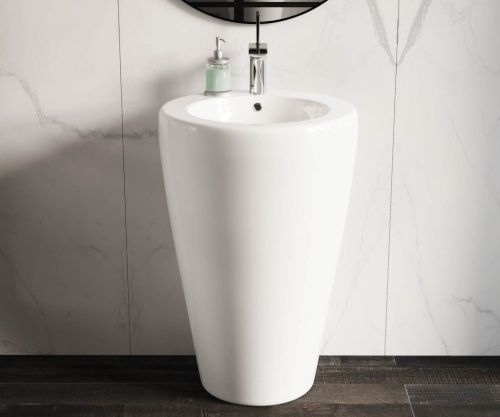 Раковина из сантехнического фарфора Ceramica Nova 850 CN1807 55х52 напольная цвет белый 1 отверстие под смеситель - фото 4