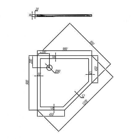 Душевой поддон из искусственного камня Aquaton Калифорния 1A714836CA010 90х90 белый